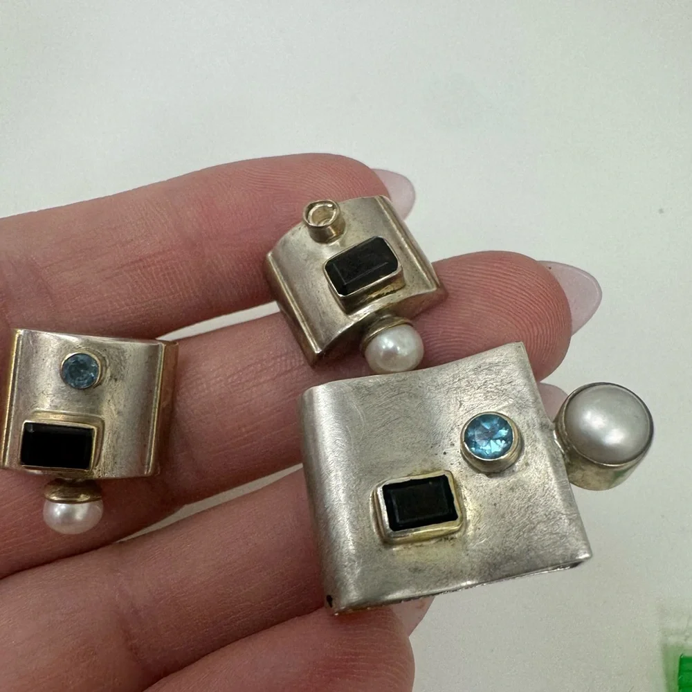 Vintage Michou Sterling Silver Earrings and Pendant Set - Picture 4 of 15